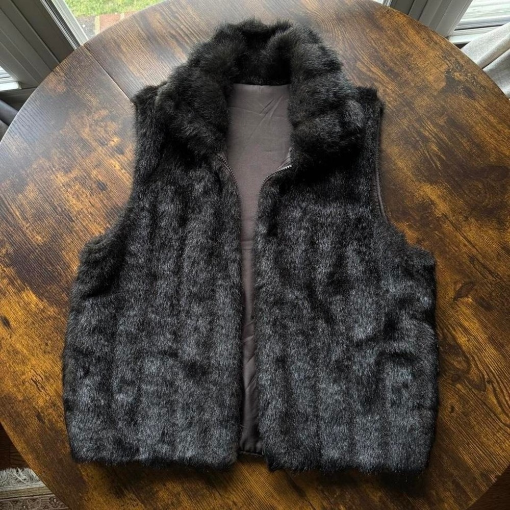 Atelier by B. Thomas Women's Faux Fur Vest Reversible Brown Size L